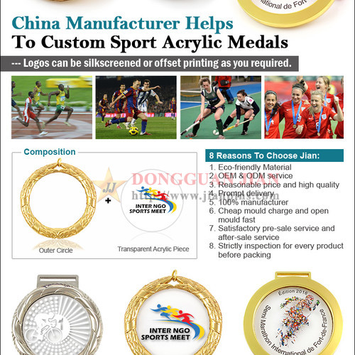 New coming Acrylic Medals engraved / embossed Swimming Sports Medals 